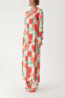 0002 White Color Floral Double suit with elastic waist trousers 12322