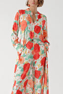 0002 White Color Floral Double suit with elastic waist trousers 12322