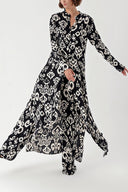 Black Ecru Double suit with elastic waist trousers 12322