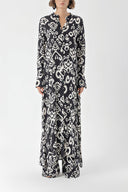 Black Ecru Double suit with elastic waist trousers 12322