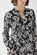 Black Ecru Double suit with elastic waist trousers 12322