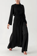 Black Set of four with elastic waistband, trousers, skirt and shawl 12324
