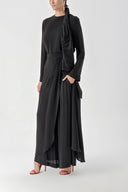 Black Set of four with elastic waistband, trousers, skirt and shawl 12324