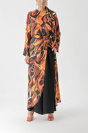 Patterned Set of four with elastic waistband, trousers, skirt and shawl 12326