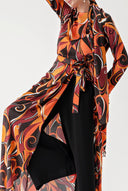 Patterned Set of four with elastic waistband, trousers, skirt and shawl 12326