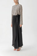 Black Beige Set of four with elastic waistband, trousers, skirt and shawl 12327