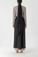 Black Beige Set of four with elastic waistband, trousers, skirt and shawl 12327