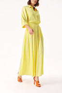 Yellow Elastic waist skirt and shirt set 12329