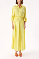 Yellow Elastic waist skirt and shirt set 12329