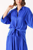 Blue Elastic waist skirt and shirt set 12329