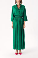 Green Elastic waist skirt and shirt set 12329