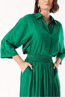 Green Elastic waist skirt and shirt set 12329