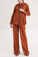Cinnamon Crochet trousers and shirt suit 12352