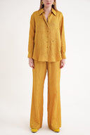Mustard Crochet trousers and shirt suit 12352