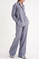 Gray Crochet trousers and shirt suit 12352