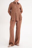 Brown Crochet trousers and shirt suit 12352