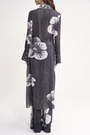 Black Pleated long shirt and trouser suit with elastic waist 12356