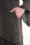 Gray Loose-fit blouse and trousers two-piece suit 12361