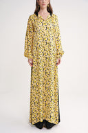 Yellow Hooded tunic with side slits and trouser suit 12363