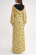 Yellow Hooded tunic with side slits and trouser suit 12363