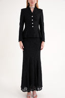 Black Fitted jacket and high-waist skirt suit 12372