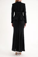 Black Fitted jacket and high-waist skirt suit 12372