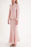 Pink Fitted jacket and high-waist skirt suit 12372