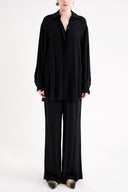 Black Loose-fit shirt and elastic-detailed trouser suit 12381