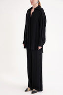 Black Loose-fit shirt and elastic-detailed trouser suit 12381