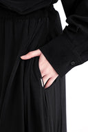 Black Loose-fitting shirt and elastic-detailed skirt suit 12382