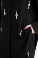 Black Crystal stone embellished loose-fit shirt and elasticated waist trousers two-piece suit 12386