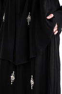 Black Crystal stone embellished loose-fit shirt and elasticated waist skirt two-piece suit 12388