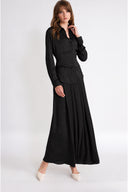 Black Three-piece set: loose-fitting shirt, corset, and high-waisted skirt. 12393