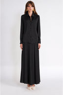 Black Three-piece set: loose-fitting shirt, corset, and high-waisted skirt. 12393