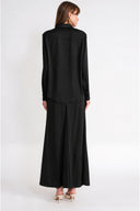 Black Three-piece set: loose-fitting shirt, corset, and high-waisted skirt. 12393