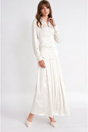 White Three-piece set: loose-fitting shirt, corset, and high-waisted skirt. 12393