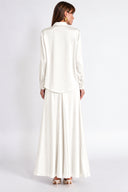 White Three-piece set: loose-fitting shirt, corset, and high-waisted skirt. 12393