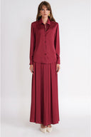 Burgundy Three-piece set: loose-fitting shirt, corset, and high-waisted skirt. 12393