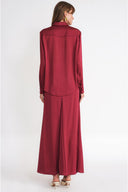 Burgundy Three-piece set: loose-fitting shirt, corset, and high-waisted skirt. 12393