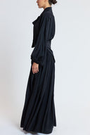 Black Oversized shirt and long skirt set with elastic detailing 12401