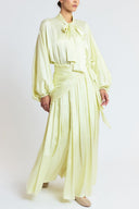 Yellow Oversized shirt and long skirt set with elastic detailing 12401