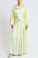 Yellow Oversized shirt and long skirt set with elastic detailing 12401