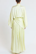 Yellow Oversized shirt and long skirt set with elastic detailing 12401