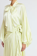 Yellow Oversized shirt and long skirt set with elastic detailing 12401
