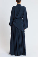 Navy Blue Oversized shirt and long skirt set with elastic detailing 12401