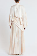 Beige Oversized shirt and long skirt set with elastic detailing 12401