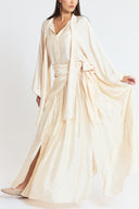 Ecru Oversized shirt and long skirt set with elastic detailing 12401