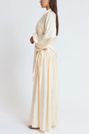 Ecru Oversized shirt and long skirt set with elastic detailing 12401