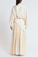 Ecru Oversized shirt and long skirt set with elastic detailing 12401