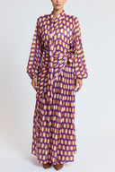 Patterned Oversized shirt and long skirt set with elastic detailing 12401